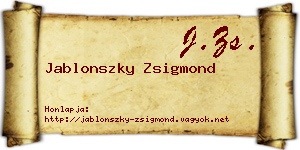 Jablonszky Zsigmond névjegykártya